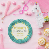 マーブミニマルルティール(緑がかった色)ターコイズ波グラフパーティー ペーパープレート (パーティー)