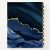 マーブモダンルネービーブルー金ゴールドグリッターモノグラム ノートブック (裏面)
