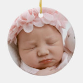 マーブモダンルピンクモノグラムのバラ セラミックオーナメント (裏面)