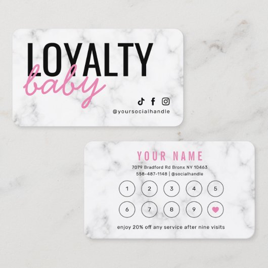 マーブモダンルピンクロイヤリティカード 名刺 (正面/裏面)