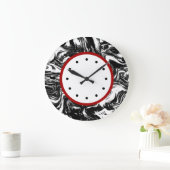 マーブモダンルブラックアンドホワイトトレンディー ラージ壁時計 (ホーム)