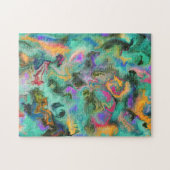 マーブリングアートマーチオレンジターコイズピンク –  ジグソーパズル (横)