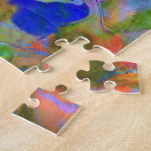 マーブリングアート抽象芸術ブルーグリーンオレンジ –  ジグソーパズル