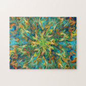 マーブリングアート11月イエローティール(緑がかった色) – 難しい ジグソーパズル (横)