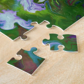 マーブリングアート4月緑の白い黄色 – 難しい ジグソーパズル (側面)