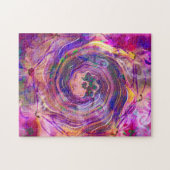 マーブリングアート6月ピンクのローズスパイラル – 難しい ジグソーパズル (横)