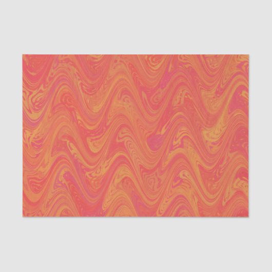 マーブリングオレンジピンクレッドパターン 薄葉紙 (正面)