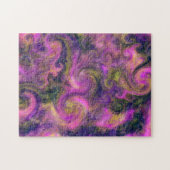 マーブリング威厳があるアートピンク緑の渦巻き旋回 – 難しい ジグソーパズル (横)