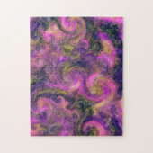 マーブリング威厳があるアートピンク緑の渦巻き旋回 – 難しい ジグソーパズル (縦)
