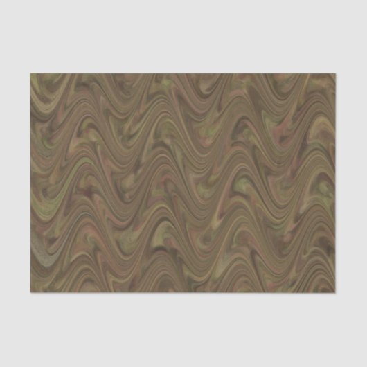 マーブリング茶色の緑のパターン 薄葉紙 (正面)