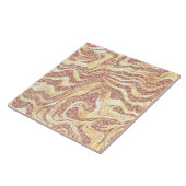 マーブリー赤面ピンク&金ゴールドグリッターかわいいグガーリーラム タイル (側面)