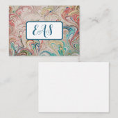 マーブルかわいらし紙ノテカードとモノグラム ノートカード (正面/裏面)