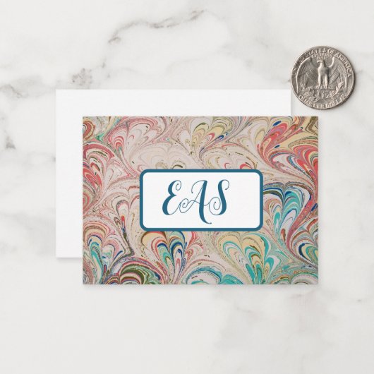 マーブルかわいらし紙ノテカードとモノグラム ノートカード (正面/裏面インサイチュ)