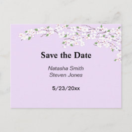 マーブルとホワイトの花 Save the Date 案内ポストカード