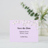 マーブルとホワイトの花 Save the Date 案内ポストカード (スタンド正面)