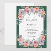 マーブルのアプリコットリースの結婚式 招待状 (正面/裏面)