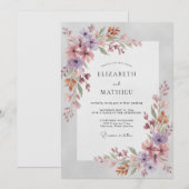 マーブルのアメジストの野の花の結婚式 招待状 (正面/裏面)