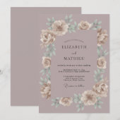 マーブルのクリーム色リースの結婚式 招待状 (正面/裏面)