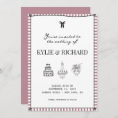 マーブルのストライプの縁飾りがついたSave The Date招待状 招待状 (正面/裏面)