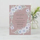 マーブルのスレート色の芍薬の結婚式 招待状 (スタンド正面)