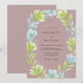 マーブルのチャートルーズの野の花の結婚式 招待状 (正面/裏面)