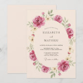 マーブルのベリーのリースの結婚式 招待状 (正面/裏面)