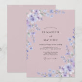 マーブルのペリウィンクル野の花の結婚式 招待状 (正面/裏面)