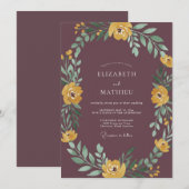 マーブルのマスタードフォリアジーユーカリの結婚式 招待状 (正面/裏面)