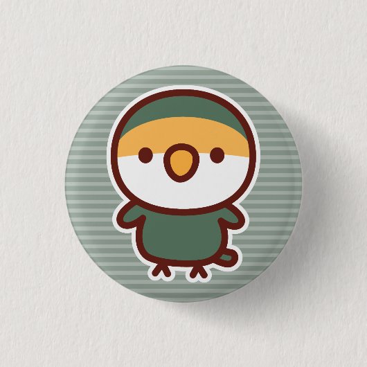 マーブルのモモイロインコ 缶バッジ (正面)