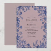 マーブルのヤグルマギクのツタの結婚式 招待状 (正面/裏面)