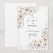 マーブルのラナンキュラス ユーカリ ウェディング 招待状 (正面/裏面)