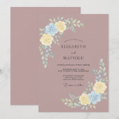 マーブルのレモン・芍薬の結婚式 招待状 (正面/裏面)