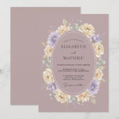 マーブルの優雅な植物の結婚式 招待状 (正面/裏面)