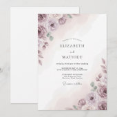 マーブルの大気の植物の結婚式 招待状 (正面/裏面)