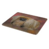 マーブルの抽象画に描かれた北京原産犬 カッティングボード (角)