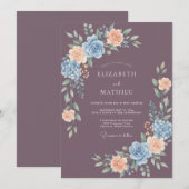 マーブルの沈んだ春のバラの結婚式 招待状 (正面/裏面)