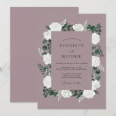 マーブルの白芍薬の結婚式 招待状 (正面/裏面)