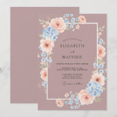 マーブルの穏やかな春の結婚式 招待状 (正面/裏面)