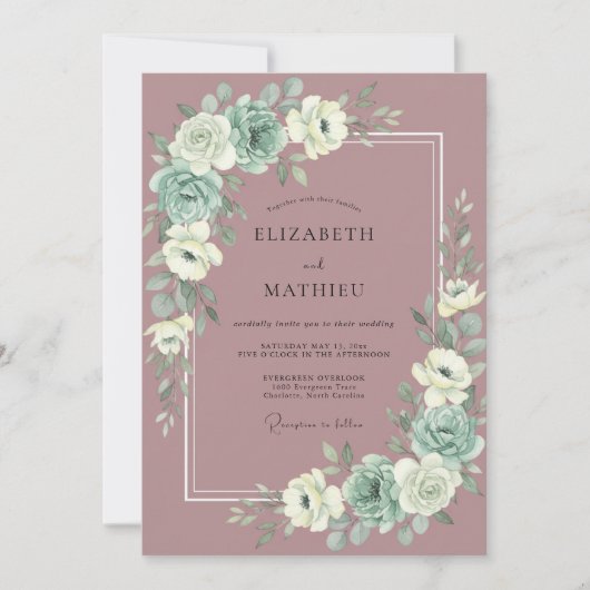 マーブルの芍薬の結婚式 招待状 (正面)