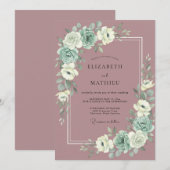 マーブルの芍薬の結婚式 招待状 (正面/裏面)