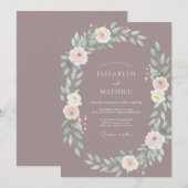 マーブルの花のアーチの結婚式 招待状 (正面/裏面)