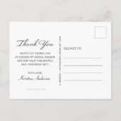 マーブルの花のゴールドフレーム ブライダルシャワーのお礼 ポストカード (裏面)