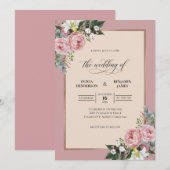 マーブルの花束の結婚式 招待状 (正面/裏面)