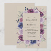 マーブルの花輪の結婚式 招待状 (正面/裏面)