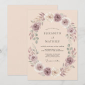 マーブルの花輪の結婚式 招待状 (正面/裏面)