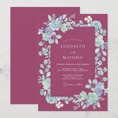 マーブルの花輪 ロマンティックな結婚式 招待状 (正面/裏面)