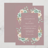 マーブルの芸術的な春の結婚式 招待状 (正面/裏面)