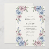 マーブルの芸術的な植物の結婚式 招待状 (正面/裏面)