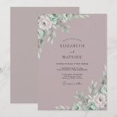 マーブルの落ち着いたユーカリの結婚式 招待状 (正面/裏面)
