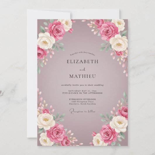 マーブルの薔薇の結婚式 招待状 (正面)